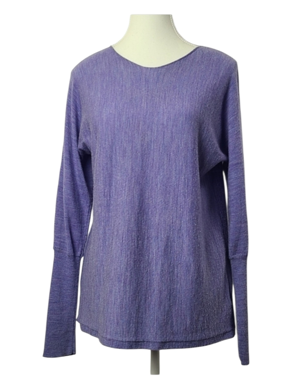 Max Studio 100% Merino Wool Sweater Lavender Long Sleeve Knit Size M Soft Luxury